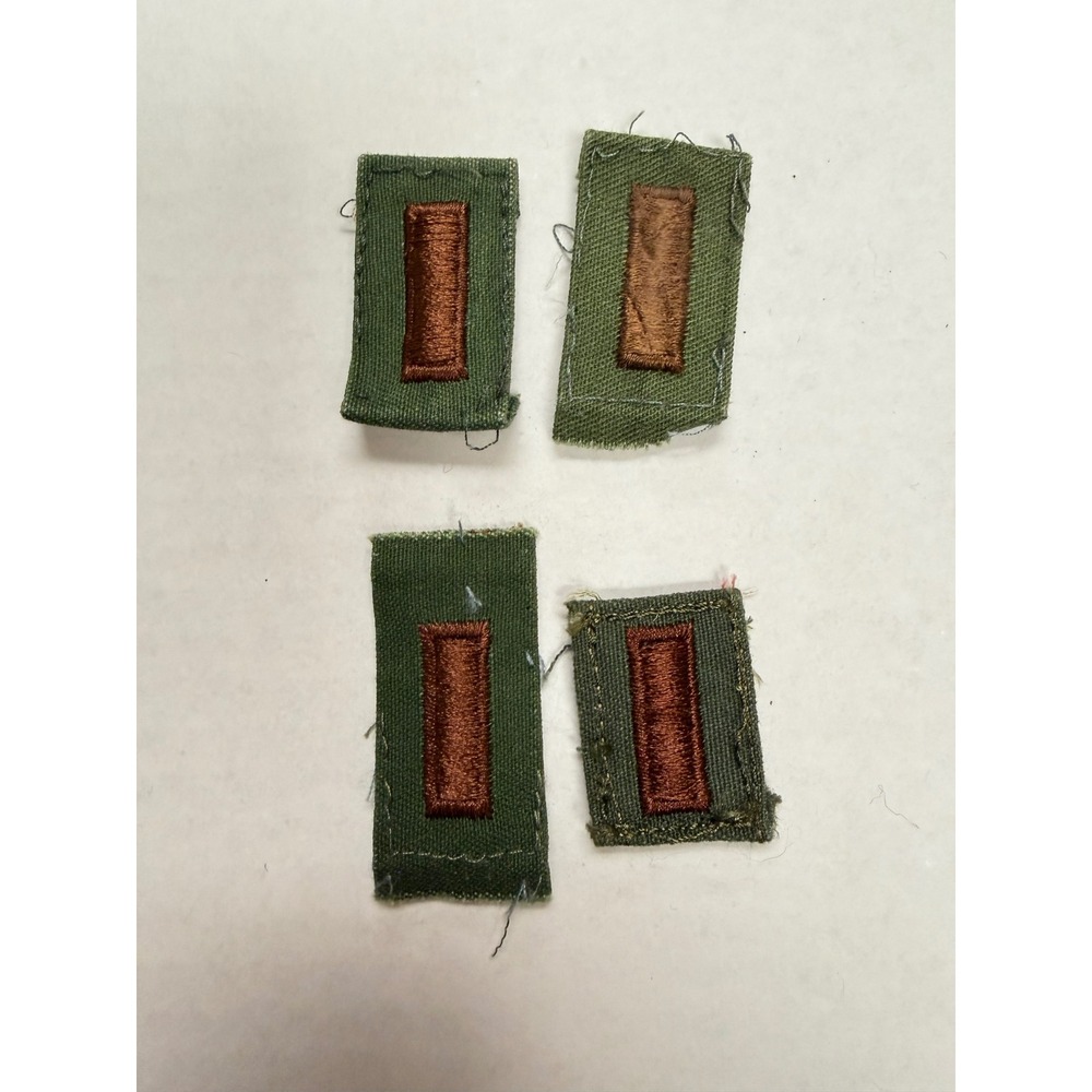 Vintage US Military 2nd Lt Second Lieutenant Rank Insignia Patches Olive 4pc lot